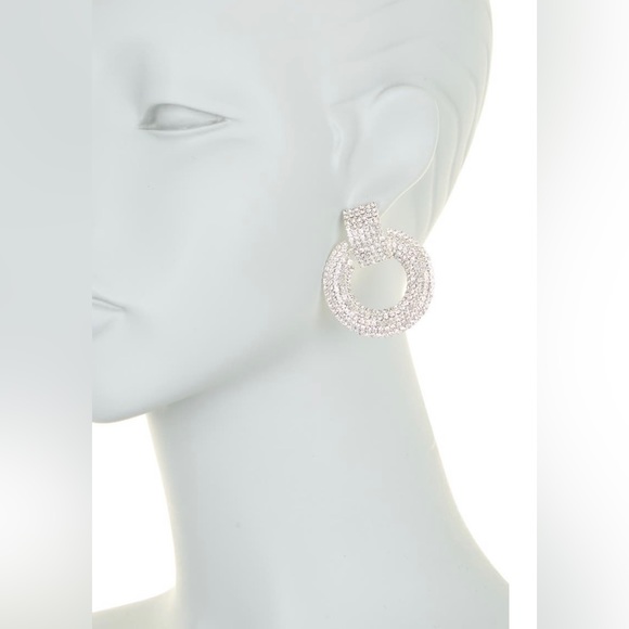 Glamourous silver crystal hoop statement earrings - Picture 3 of 3